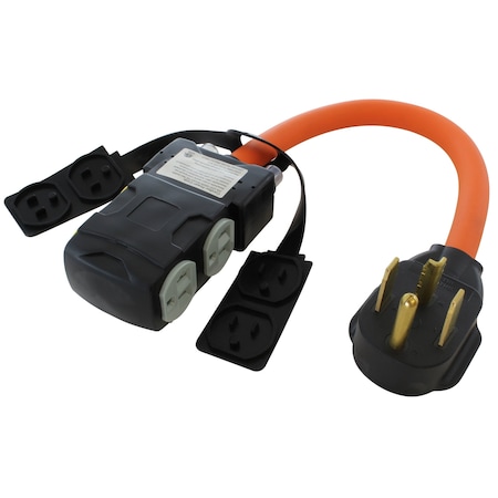 Ac Works Power Strip Cord, STW, 5-15/20R, 14-30P, 1.5 ft., Orange S1430CBF520